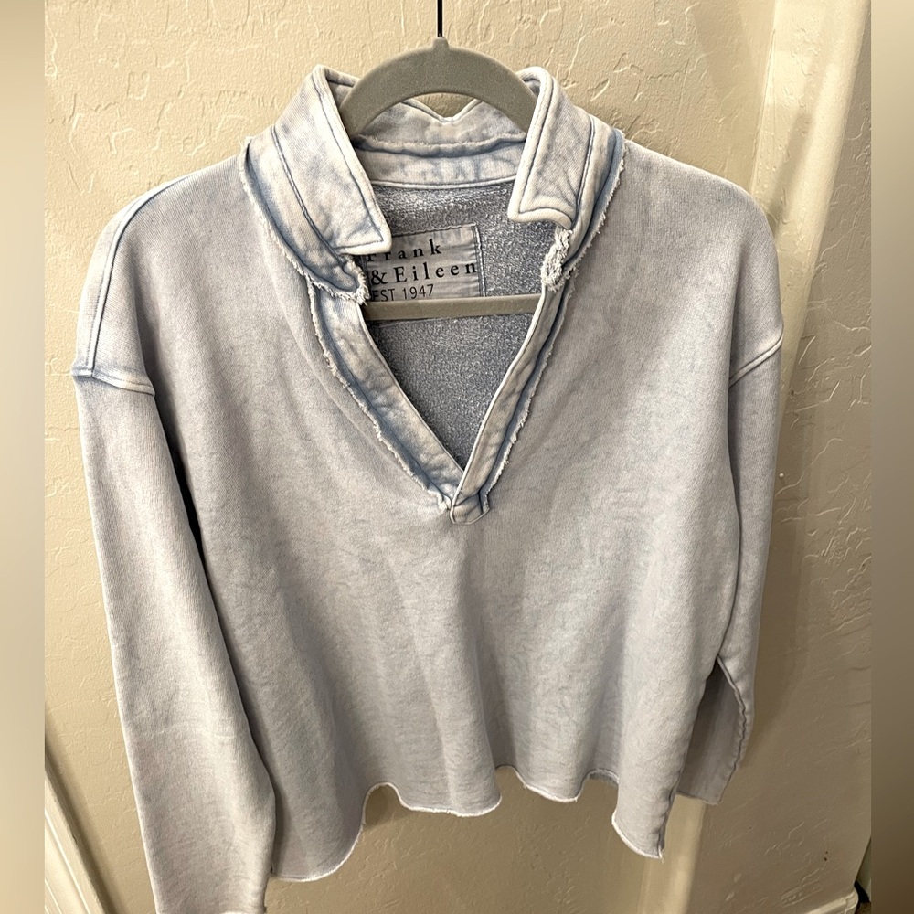 Frank & Eileen Parker Fleece Sweatshirt Lt Blue Small NWOT